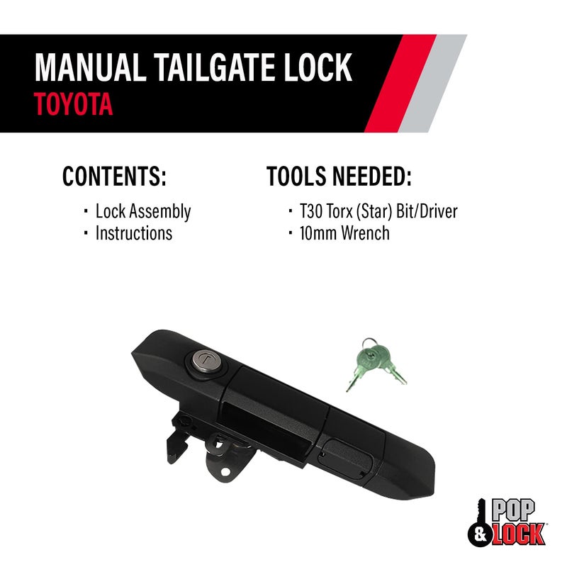 Pop & Lock PL5500 Black Manual Tailgate Lock Toyota Tacoma (Standard Lock) - Image 5